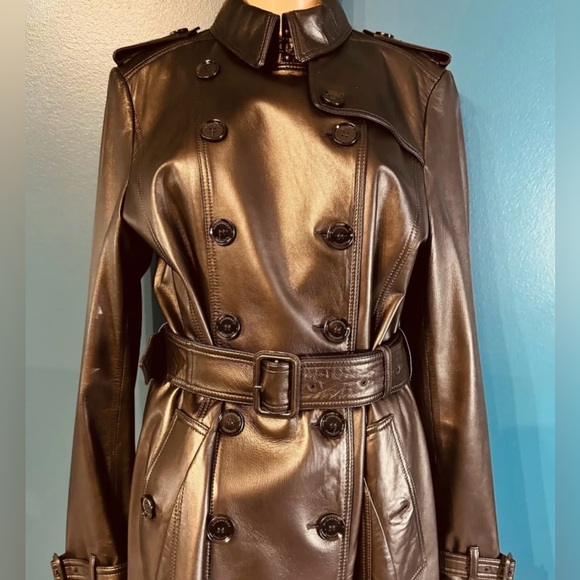 Burberry Leather Trench Coat US10 - Picture 12 of 15